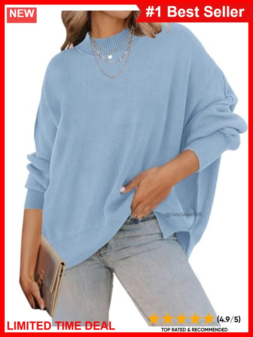 Oversized Striped Ribbed Knit Sweater Batwing Sleeve Tunic Pullover